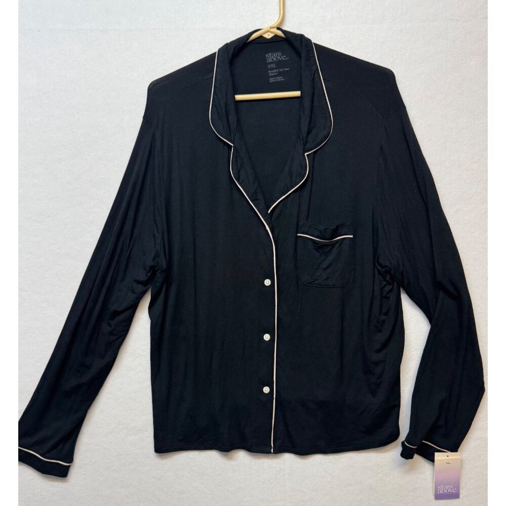 Stars Above Black Long Sleeve Pajama Top XXL Soft Fabric NWT
